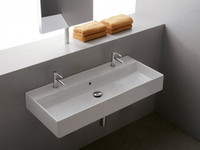 Раковина Scarabeo TEOREMA 2.0 подвесная или накладная с переливом с двумя отверстиями цвет белый арт-5107/R-120B — фото 2, Раковины подвесные