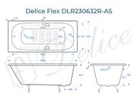Ванна чугунная Delice Flex 180х85 с отверстиями под ручки и антискользящим покрытием DLR230632R-AS — фото 3, Чугунные ванны