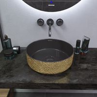 Раковина Grossman (355х355х115) золото,черная внутри,1 место арт-GR-5010GBL — фото 2, Раковины накладные