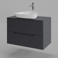 Orange Line Li-80TugMDF+B07-500W тумба с раковиной подвесная 80 см, графит/белый Li-80TugMDF+B07-500W — фото 1, Тумбы с раковиной