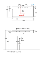 Раковина GLOBO T-EDGE подвесная или накладная с одним отверстием и двумя намеченными цвет белый арт-SCQ100BI — фото 4, Раковины подвесные
