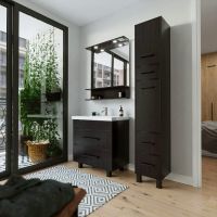 Тумба под раковину напольная Бриклаер ЧИЛИ венге, 80 см 4627125415111 — фото 4, Тумбы с раковиной