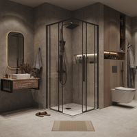 Товар: Душевое ограждение Grossman Galaxy 300.K33.01.8080.21.00 (80*80*195) квадрат,раздвижная,черный матовый,стекло прозрачное,1 место - фото 3 Душевое ограждение Grossman Galaxy 300.K33.01.8080.21.00 (80*80*195) квадрат,раздвижная,черный матовый,стекло прозрачное,1 место — фото 3, Душевые кабины и ограждения