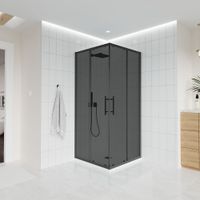 Душевой угол Veconi Evo 300 B, 1000х800x1950, черный матовый, тонированное матовое стекло E3-B-10080-12-C9 — фото 1, Душевые уголки