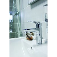 Смеситель Amur для раковины с открыванием стока метал., высота 170 мм, арт-AM727.5K — фото 1, Смесители для раковины