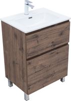 Тумба с раковиной Aquanet Алвита new 60 (Flash) напольная 2 ящ. цв.дуб веллингтон табак арт-00345686 — фото 2, Тумбы с раковиной