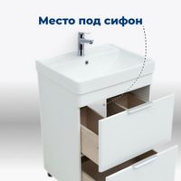Тумба под раковину Aquanet Ирис new 50 белый глянец (2 ящика, ножки) 00310151 — фото 4, Тумбы под раковину