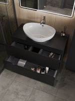 Orange Line Li-100TubMDF+B08-585W тумба с раковиной подвесная 100 см, черный/белый Li-100TubMDF+B08-585W — фото 4, Тумбы с раковиной