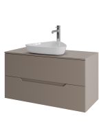 Orange Line Li-100TuLMDF+B07-500W тумба с раковиной подвесная 100 см, латте/белый Li-100TuLMDF+B07-500W — фото 6, Тумбы с раковиной