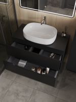 Orange Line Li-100TubMDF+B04-600W тумба с раковиной подвесная 100 см, черный/белый Li-100TubMDF+B04-600W — фото 4, Тумбы с раковиной