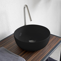 Раковина Scarabeo GLAM накладная без перелива без отверстий цвет черный глянцевый арт-1808 35 — фото 3, Раковины накладные