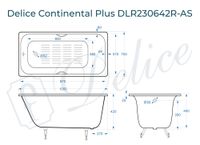 Ванна чугунная Delice Continental PLUS 100х70 с отверстиями под ручки и антискользящим покрытием DLR230642R-AS — фото 3, Чугунные ванны