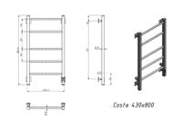 Полотенцесушитель электрический Grota Costa 430х800 белый Costa 430х800 RAL9016 EL — фото 2, Электрические полотенцесушители