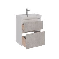 Тумба Lemark COMBI 60 см под 1 раковину, подвесная/напольная, 2 ящика, цвет фасада: Бетон, цвет корп арт-LM03C60T-Beton — фото 1, Тумбы под раковину
