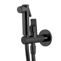 Гигиенический душ, Fima Carlo Frattini, Collettivita', смеситель-в комплекте, шланг-есть, длина шланга, мм-1200, из нержавеющей стали, держатель-в комплекте, внутренняя часть-неободимо заказать, цвет-чёрный матовый арт-F2320/1NNS — фото 1, Гигиенические души