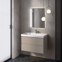 "S1" тумба под умывальник подвесная 80 см., цвет бежевый. арт-AQM900180BG — фото 4, Тумбы под раковину