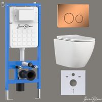 Комплект 3в1 IBERICA BLANCA инсталляция SILENCIO, унитаз BILBAO ALTO белый, кнопка смыва INOX-О розовое золото глянцевое (IB001.BLA.231.8171) — фото 1, Комплекты унитаз + инсталляция