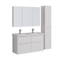 Тумба Lemark COMBI 125 см под 2 раковины, подвесная/напольная,4 ящика, цвет корпуса, фасада: Белый г арт-LM03C125T — фото 5, Тумбы под раковину