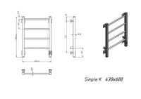 Полотенцесушитель электрический Grota Simple K 430х600 белый Simple K 430х600 RAL9016 EL — фото 4, Электрические полотенцесушители