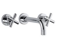 Смеситель для раковины, Fima Carlo Frattini, Maxima, тип открывания воды-двухвентильный, тип регулирования воды-керамическая кран-букса, монтаж-настенный встраиваемый, отверстия для монтажа-3, высота, мм-93, вынос излива, мм-200, тип излива-неподвижный, донный клапан-есть, внутренняя часть-необходимо заказать, цвет-хром арт-F5321L/5CR — фото 1, Смесители для раковины