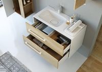 Товар: Подвесная левая тумба с двумя ящиками с умывальником из литьевого мрамора. Mai.01.09/L - фото 4 Подвесная левая тумба с двумя ящиками с умывальником из литьевого мрамора. Mai.01.09/L — фото 4, Тумбы с раковиной