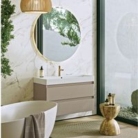 Подвесная тумба с двумя ящиками 100 см, цвет морская дюна с умывальником арт-GE01102MD — фото 2, Тумбы с раковиной