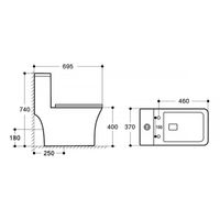 Унитаз-моноблок AZARIO Teano 695x370x740 напольный, горизонтальный слив, сиденье дюропласт микролифт арт-AZ-8621 — фото 4, Напольные унитазы