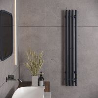 Aringa Токио полотенцесушитель вертикальный электрический 120*15, графит AR03032GR — фото 3, Электрические полотенцесушители