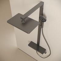 Душевая стойка SANCOS Vos с термостатическим смесителем, изливом, полкой, шлангом 1,5 м, верхним и ручным душем, цвет вороненая сталь, арт. арт-SC6100GG — фото 5, Душевые стойки