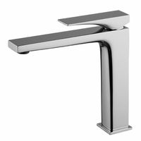 Смеситель для раковины, Fima Carlo Frattini, Zeta, тип открывания воды-однорычажный, монтаж-на раковину/столешницу, отверстия для монтажа-1, высота, мм-203, вынос излива, мм-165, донный клапан-есть, тип подводки-гибкий, стандарт подвода воды-3/8", цвет-хром арт-F3961LNCR — фото 1, Смесители для раковины