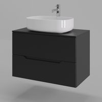 Orange Line Li-80TubMDF+B07-540W тумба с раковиной подвесная 80 см, черный/белый Li-80TubMDF+B07-540W — фото 1, Тумбы с раковиной