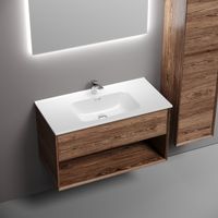 Тумба подвесная SANCOS Marmi 1.0 890х445х520 c одним ящиком оснащенным доводчиками скрытого монтажа и открытой нишей, дуб чарльстон, арт. арт-MR1.090ECH — фото 3, Тумбы под раковину