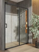 Товар: Orange душевое ограждение в нишу с раздвижной дверкой, матовый черный арт-E02-150TB - фото 2 Orange душевое ограждение в нишу с раздвижной дверкой, матовый черный арт-E02-150TB — фото 2, Раздвижные душевые двери