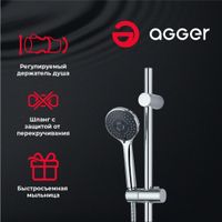 Душевой гарнитур Agger Wave хром арт-A032 — фото 2, Душевые гарнитуры на штанге