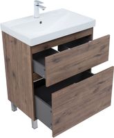 Тумба с раковиной Aquanet Алвита new 70 (Flat) напольная 2 ящ. цв.дуб веллингтон табак арт-00345678 — фото 15, Тумбы с раковиной