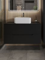 Orange Line Li-100TubMDF+B02-460W тумба с раковиной подвесная 100 см, черный/белый Li-100TubMDF+B02-460W — фото 3, Тумбы с раковиной