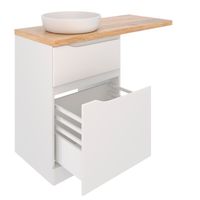 Тумба напольная NORDIC 60 /1 ящ +корз/ со столешницей из массива 122 см под накладную раковину /AQUA DE MARCO 5060CNOR122/F/1 — фото 4, Тумбы под раковину