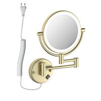 AQ4915BG зеркало косметическое настенное с подсветкой 5х, шлиф. золото — фото 1, Косметические зеркала