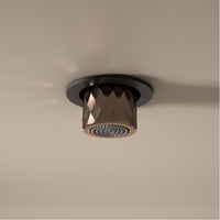 Микродуш, Fima Carlo Frattini, Waterdot, Texture X, тип установки-потолочный встраиваемый, монтаж-скрытый с пружинным креплением, размер душевого диска, мм-28, форма-круглая, количество режимов-1, тип струи-ламинарная (Laminar), антинакипная (против известкового налета), быстросъемный соединитель для шланга Ø10, отверстие для монтажа снизу Ø 37 мм, внутренняя часть-необходимо заказать, цвет-золото брашированное арт-F3710XLOS — фото 1, Верхние души