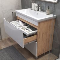 Тумба под раковину VIGO Grani 80 напольная дуб золотой арт-203 дуб золотой — фото 4, Тумбы под раковину