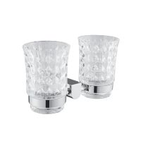 Стакан двойной для ванной комнаты Rose RG1722, хром — фото 1, Стаканы для зубных щеток