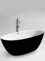 Ванна GRETA170GMB акриловая (1700x800x600) отдельностоящая, черная матовая снаружи, белая внутри, со сливом-переливом Ceruttispa CT10878 — фото 2, Акриловые ванны