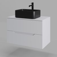 Orange Line Li-80TuwMDF+B02-460MB тумба с раковиной подвесная 80 см, белый/черный Li-80TuwMDF+B02-460MB — фото 1, Тумбы с раковиной