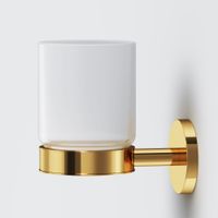 A85A34399 X-Joy, Стеклянный стакан с настенным держателем, золото — фото 2, Стаканы для зубных щеток