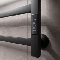 Полотенцесушитель электрический ВИД 81-10 ПРОФИЛЬНЫЙ с полкой 810х500, скр.монтаж, СНШ, черный матовый(RAL 9005), (Ferrum, равномерные перкаладины), Маргроид арт-8110p-8050-1083-9005R — фото 4, Электрические полотенцесушители