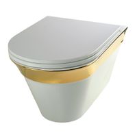 Товар: MONACO Унитаз подвесной, безободковый, белая керамика, декор золото 32064 - фото 2 MONACO Унитаз подвесной, безободковый, белая керамика, декор золото 32064 — фото 2, Подвесные унитазы