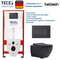 КОМПЛЕКТ TECE + beWash: 9400414 Инсталляция для подвесного унитаза TECE + Bogen Унитаз подвесной безободковый с сиденьем микролифт черный матовый 88303270 арт-TC414303270 — фото 1, Комплекты унитаз + инсталляция