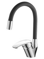 OneLife смеситель для кухни однорычажный полимерный с гибким изливом, хром/черный арт-P11-007cr — фото 3, Смесители для кухни