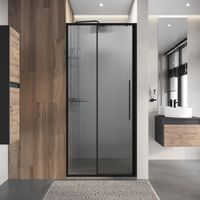 Дверь в нишу Niagara Nova NG-84-L10FHB (100х195) черный матовый,раздвижная влево,стекло рифленое,1 место — фото 4, Раздвижные душевые двери