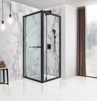 Душевой уголок с поворотной дверью Stile , 900*900, черный, стекло прозрачное, левый арт-VSS-2ST9090CLB-L — фото 1, Квадратные душевые уголки